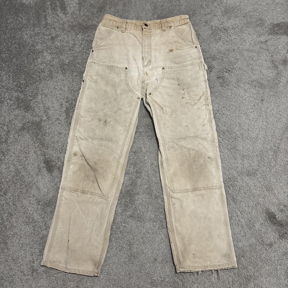 Carhartt Pants Men 33x33 Brown Canvas Double Knee Carpenter Workwear USA B01 BRN